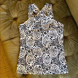 Floral Navy and White Women's Top